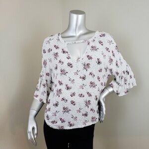 True Craft Floral V Neck Top Blouse